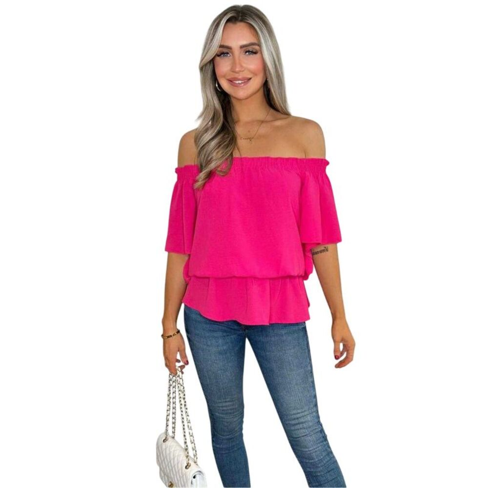 AX Paris Womens/Ladies Ruffle Hem Bardot Top / Hot Pink